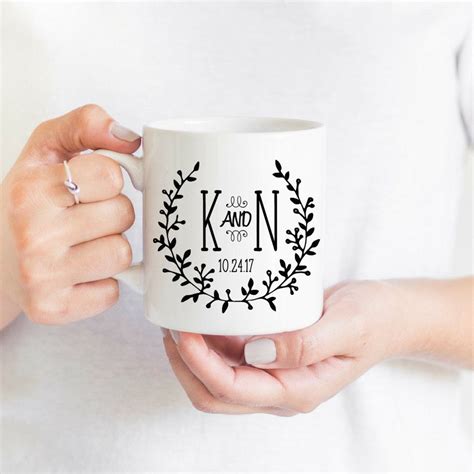 Custom Coffee Mug Couples Wedding Mugs Boho Bride T Etsy Wedding