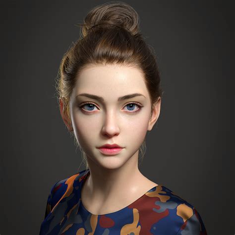 Fond D Cran Sensen Wu Cgi Brunette Chignon Yeux Bleus Portrait