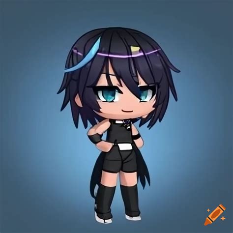 Character From Gacha Nebula With Black Hair And Brown Skin Wearing Blue