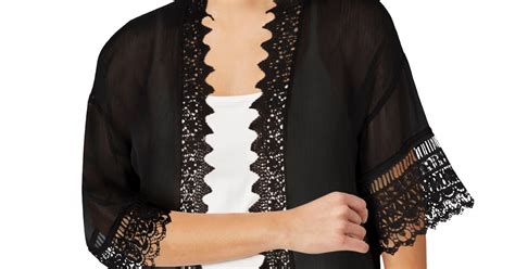 Buy Cheap Ellos Womens Sheer Lace Trim Kimono Cardigan Sweater