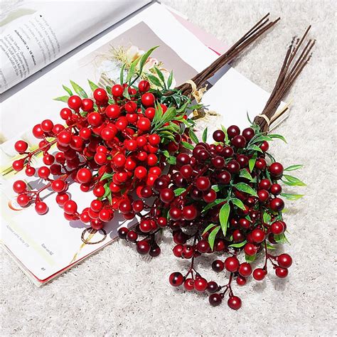 6pcsa Lot Artificial Berries Summer Decor Berry Stem Home Decor Faux