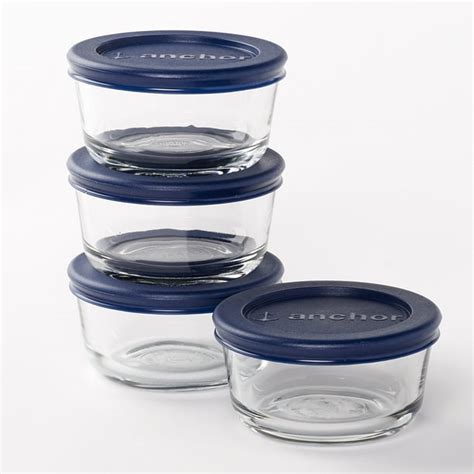 Anchor Hocking Glass 8pc 1 Cup Clear Round Food Storage Containers With