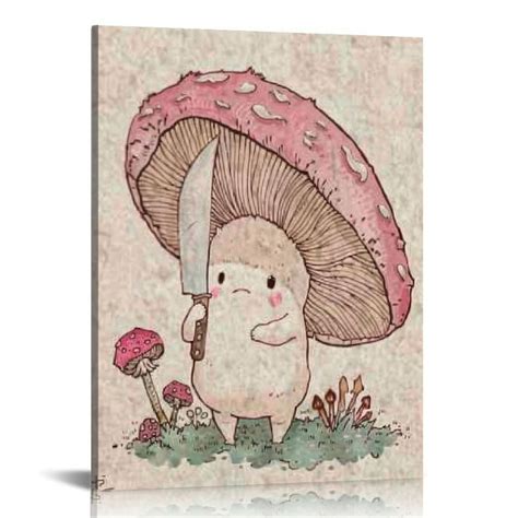 ARISTURING Cute Mushroom Fairy Drop Art Mushroom Mushroom With A Knife