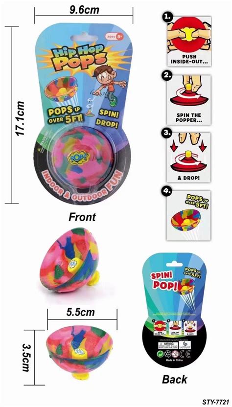 Hip Hop Pops Toys Rubber Colourful Camouflage Bounce Bowl Spinning Top