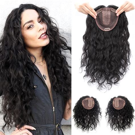 Amazon AiUree Natural Curly Human Hair Topper Women Toupee Clip