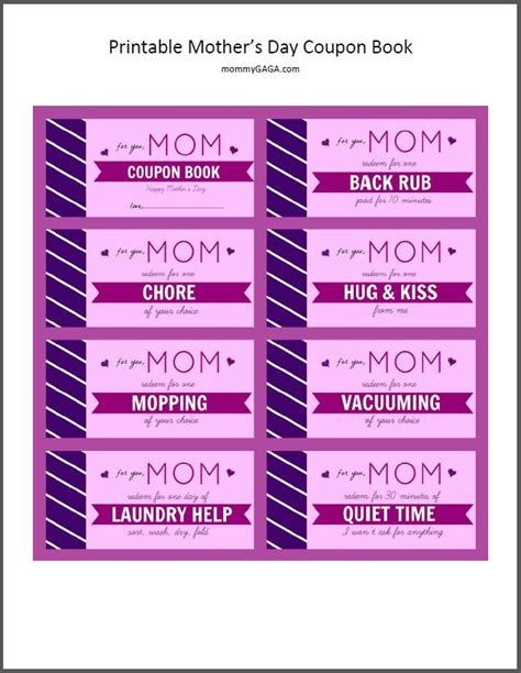 Printable Mother S Day Coupon Book Give Her A DAY OFF As A Gift