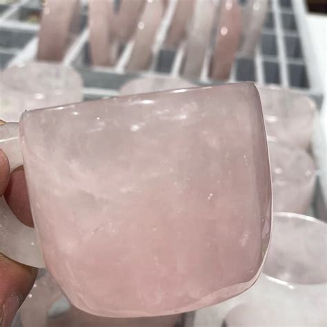 Taza De Cuarzo Rosa Natural Tallada A Mano Vajilla De Bebida Piedra De