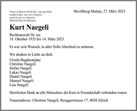 Kurt Naegeli Hommages