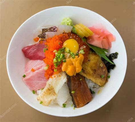 Premium Fresh Raw Seafood With Salmon Tuna Squid And Eel Sashimi With