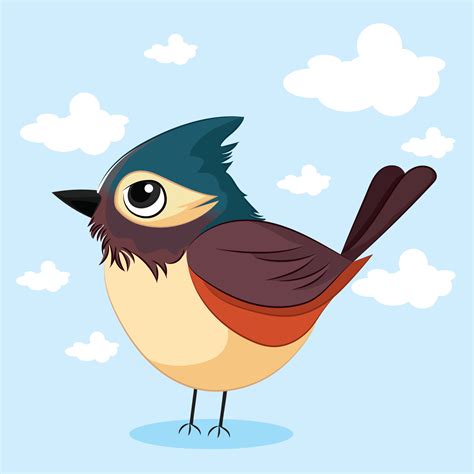 Cartoon Funny Bird Cute Bird Cartoon With Cloud 20821232 Vector Art At