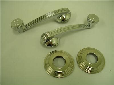 1940 Ford Deluxe Door Handle Window Crank Set With Escutcheons 40