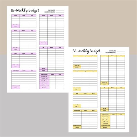 Printable Bi Weekly Budget Overview Template Paycheck Budget Budget Template Budget Planner