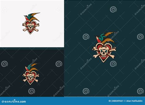 Logo Design Of Bird And Head Skull Vector Stock Vector Illustration