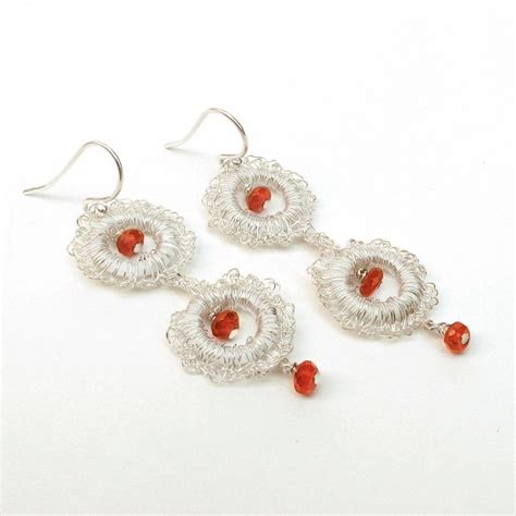 Carnelian Hoop Earrings Red Birthstone Jewelry Modern Silver Etsy