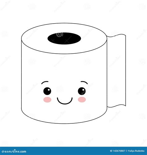 Funny Happy Cute Smiling Toilet Paper Vector Flat Cartoon Character