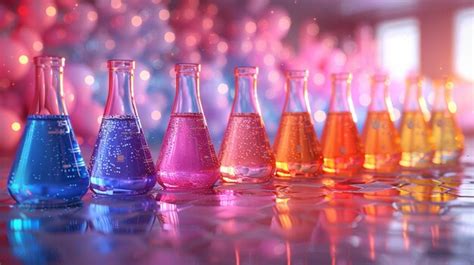 Colourful Chemistry Flasks Premium Ai Generated Image