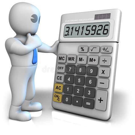 A Man With A Big Calculator Which Shows Pi Number Stock Illustration