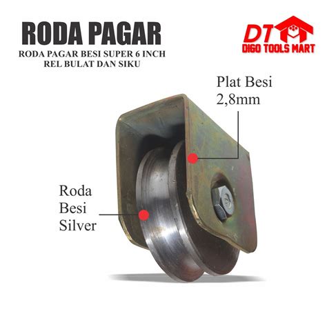 Jual Roda Pagar As Besi Super Tebal 6 Inci Rel Bulat Dan Rel Siku 1pcs