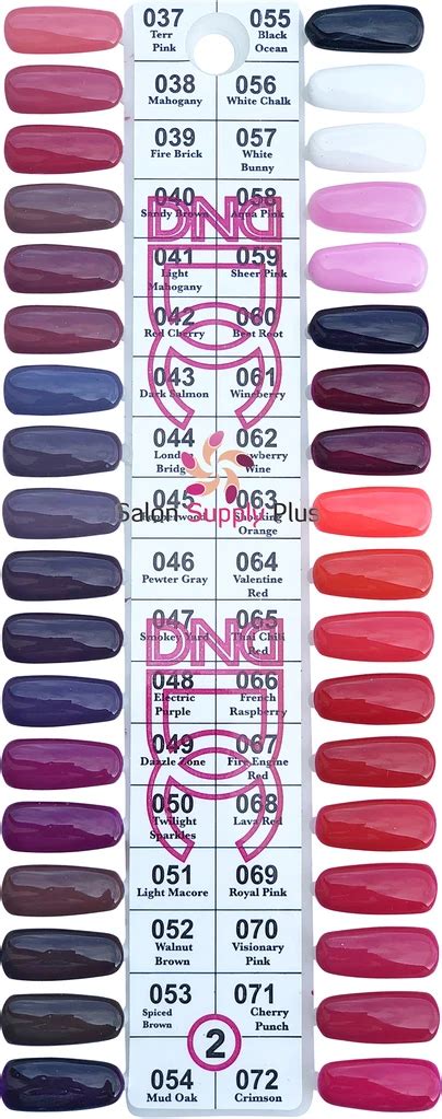 Dc Gel Duo Set Color Chart 2 037 To 072 Dip Nail Colors Gel Nail Colors Dnd Gel Polish