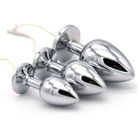 Consolador Anal con descarga eléctrica de Metal para mujer Juguetes sexuales productos de