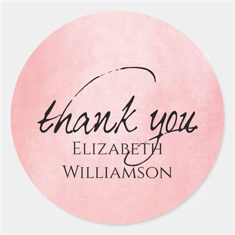 Modern Pink Elegant Typography Monogram Thank You Classic Round Sticker