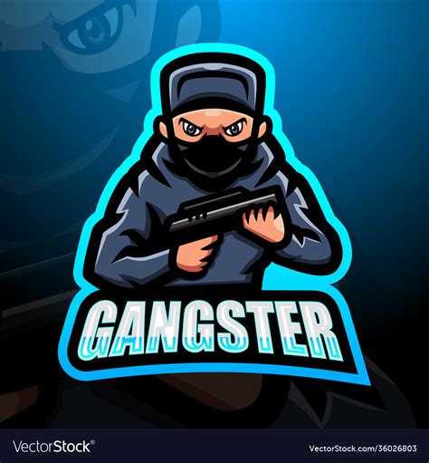 Gangster mascot esport logo design Royalty Free Vector Image