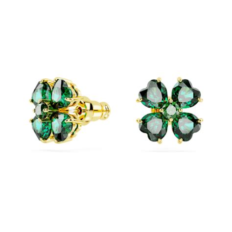 Swarovski Gold Plated Green Idyllia Stud Earrings Swarovski Fallers