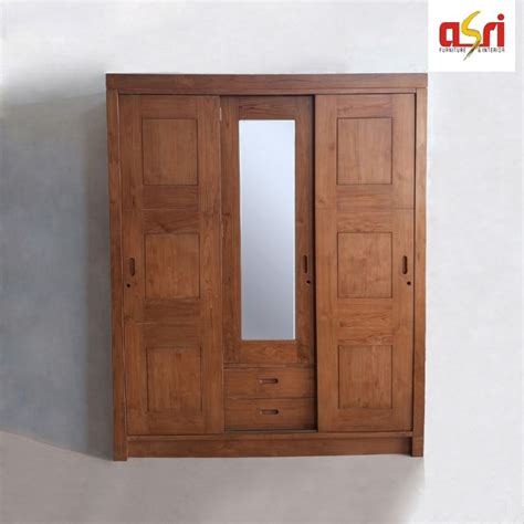 Jual Lemari Sliding 2 Pintu Kayu Jati Solid Shopee Indonesia