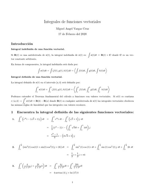 Integrales De Funciones Vectoriales Cálculo De Longitudes De Arco Y