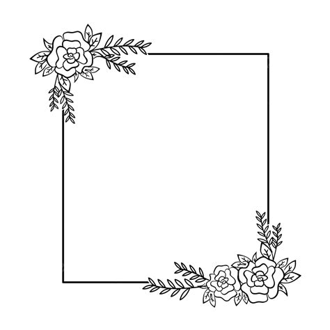 Frame Flower Black Floral Square Frame Line Flower Frame Square