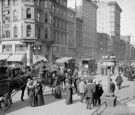 Pedestrians On 42nd Street And 5th Avenue Nyc In 1910