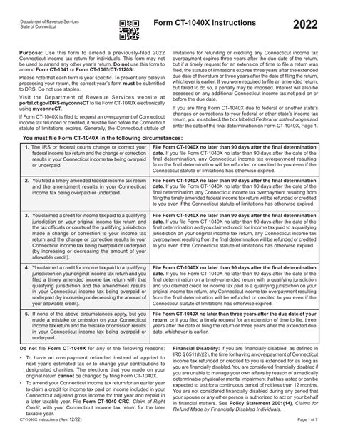 Form Ct 1040x Download Printable Pdf Or Fill Online Amended Connecticut Income Tax Return For