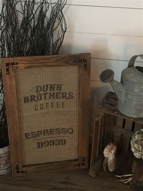 Rustic Framed Burlap Coffee Sack 19x305 Coffee Bar Decor Etsy