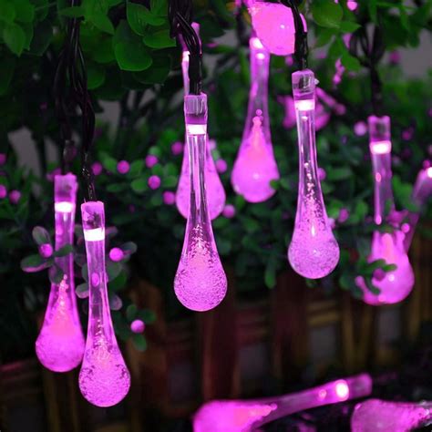 Qedertek Holiday Lighting Solar String Lights 8 Modes Water Drop