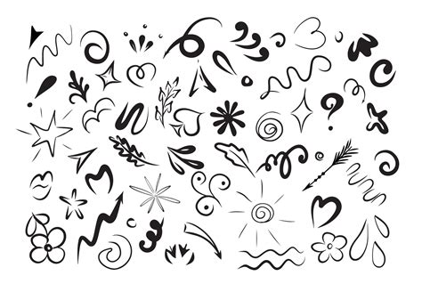 Hand Drawn Graphic Design Elements Isolated On White Background Hand