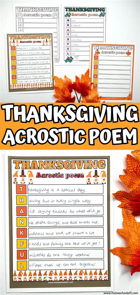 Thanksgiving Acrostic Poem Templates 4 Free Printables