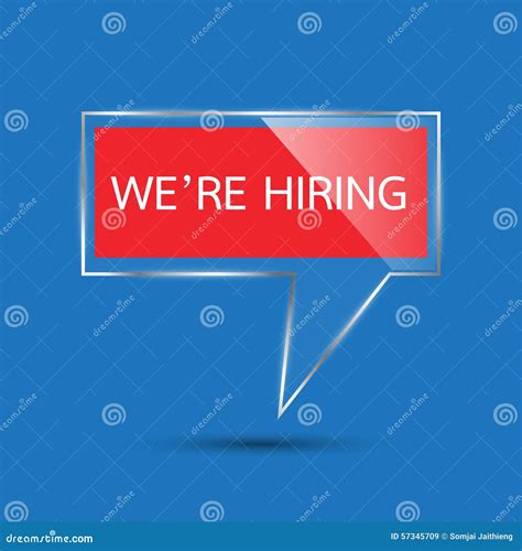 We Re Hiring - in Glass Transparency Speech Bubble Stock Vector