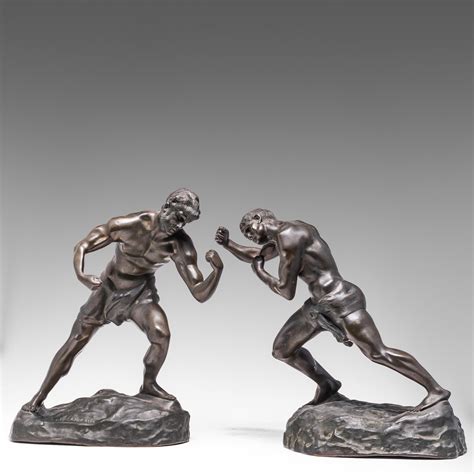 Lot Jef Lambeaux The Boxers Dark Patinated Bronze H