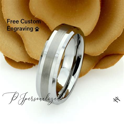 Matte Tungsten Wedding Band Men, Custom Engraving 6mm Gray Tungsten ...