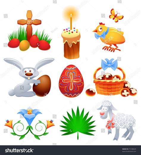 Vector Collection Traditional Easter Symbols Icons Stock Vector