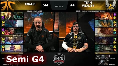 Vitality Vs Fnatic Game 4 Semi Final S8 EU LCS Spring 2018 VIT Vs