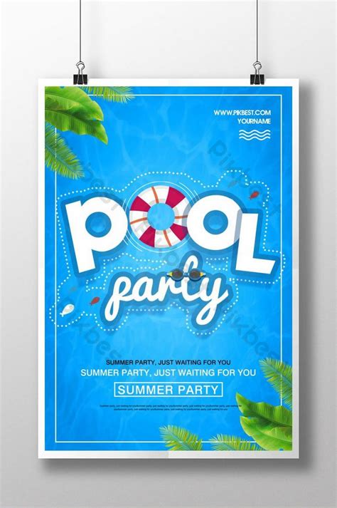 Dise O De Cartel De Fiesta En La Piscina De Verano Azul Plantilla Psd