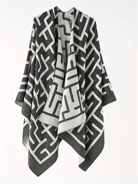 Full Geometric Pattern Open Front Cardigan Casual Colorblock Temu