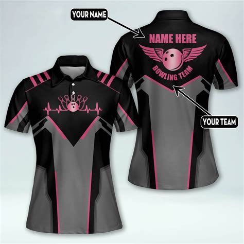 Custom Bowling Polo Shirts For Women Custom Bowling Team Shirts Ideas Custom Black Pink