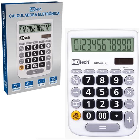 CALCULADORA ELETRONICA 12 DIGITOS A PILHA SOLAR Mbtech Gb54456