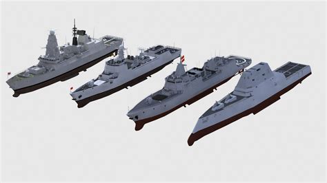 055 052D Type45 Zumwalt Destroyer Collection 3D Model - TurboSquid 2025780