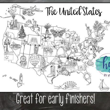 United States Map Coloring Page - By History Gal