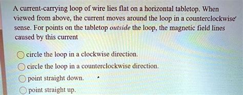 Solved A Current Carrying Loop Of Wire Lies Flat On A Horizontal