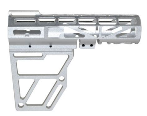 Skeletonized AR Aluminum Pistol Brace Stabilizer Silver