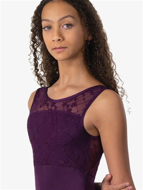 Womens Embroidered Illusion Leotard Tanks Suffolk 2427a